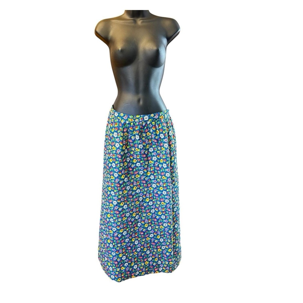 Vintage 70s Jumpin Juniors Skirt XS Floral Quilted Maxi Cottagecore A-Line Boho